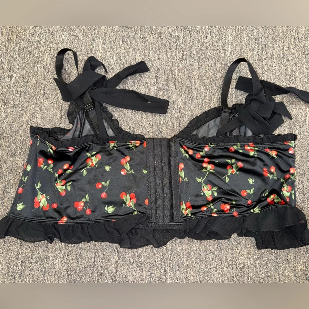 Black Cherry Print Longline Underwire Bralette